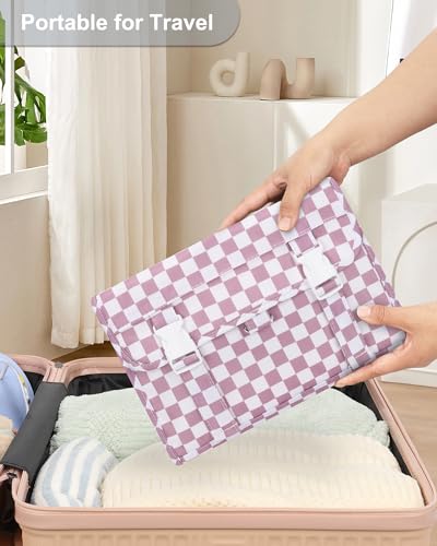 Relavel Hanging Toiletry Bag, Travel Toiletries Bag with Hanging Hook - color: 02 Checkboard Purple, size: Large