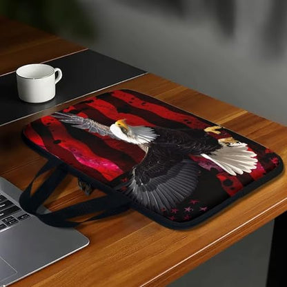 10 Inch American USA Flag Eagle Laptop Sleeve, Protective Tablet Case with Handle, Patriotic Computer Bag Carrying Case Notebook Cover Messenger Briefcase for Travel/Business/School - color: American Usa Flag Eagle, size: 10 Inch