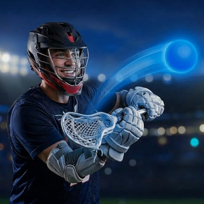 Glow in the Dark Lacrosse Ball | Night Practice & Training Equipment for All Ages | 2 Pack Official Size & Weight | Lacrosse Gift | LED Sky Blue