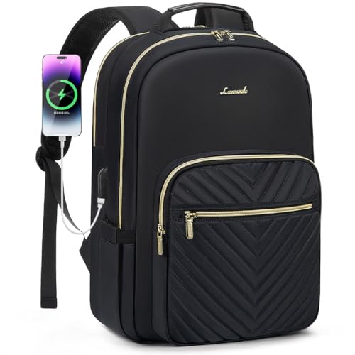 LOVEVOOK Laptop Backpack for Women 15.6 inch,Cute Womens Travel Backpack Purse,Professional Laptop Computer Bag,Waterproof Work Business College Teacher Bags Carry on Backpack with USB Port,Black - color: Black, size: 15.6 inch