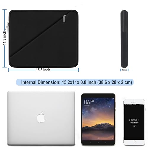 Laptop Sleeve Case 15.6 inch, Traveling Carrying Computer Sleeve Bag with Zippered Pocket, Shockproof Protective Laptop Cover Compatible for Apple Notebook, HP, Dell, Acer, Asus, Lenovo, Black - color: Black, size: 15.6 inch