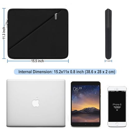 Laptop Sleeve Case 15.6 inch, Traveling Carrying Computer Sleeve Bag with Zippered Pocket, Shockproof Protective Laptop Cover Compatible for Apple Notebook, HP, Dell, Acer, Asus, Lenovo, Black - color: Black, size: 15.6 inch