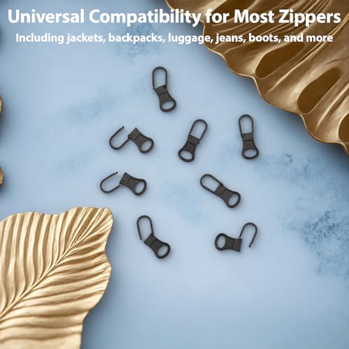8 Pcs Zipper Pull Replacement Universal Detachable Zipper Puller Tab Head for Coat Luggage Jacket Pants Shoes Backpack Clothing Purse Black