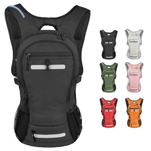Zavothy 20L Multipurpose Hiking Backpack with 3L Water Bladder – Durable Hydration Backpack with Insulated Bladder Compartment, Hidden Helmet Holder & Rain Cover – for Hiking, Commuting, and Camping - color: Black