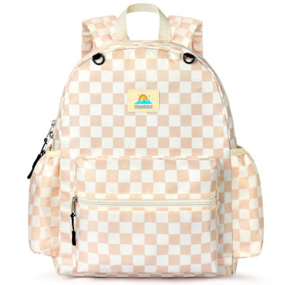 STEAMEDBUN Kids Backpack for Boys Girls 5-8, 15inch Girls Boys Backpacks Kindergarten - color: Brown Checkerboard, size: SMALL-15"H(fit folder)