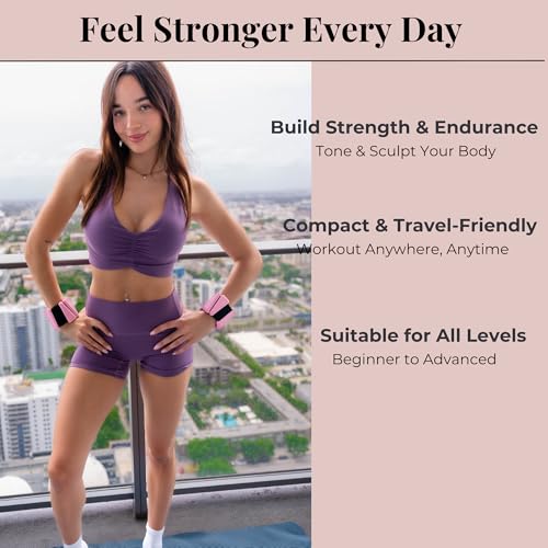 AMOYOU Wrist & Ankle Weights for Women – 2 lb Ankle Weights (Set of 2, 1 lb Each) | Arm Weights for Women | Leg Weights for Walking, Yoga, Cardio & Strength Training - color: Pink