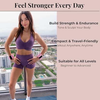 AMOYOU Wrist & Ankle Weights for Women – 2 lb Ankle Weights (Set of 2, 1 lb Each) | Arm Weights for Women | Leg Weights for Walking, Yoga, Cardio & Strength Training - color: Pink