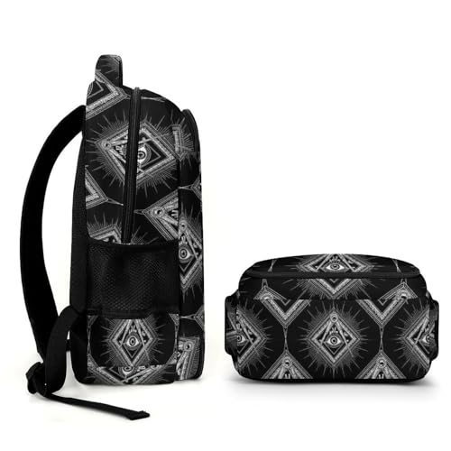 Large Capacity Laptop Backpack Freemasonry Freemason Logos Black, Sturdy Water Resistant College Bookbag with Water Bottle Pockets for Business Travel Gifts - color: Pattern (257)