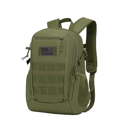 ArcEnCiel 10L/20L Mini X-Small Tactical Backpack MOLLE Daypack Gear Pack Camping Bag with Patch - color: Green, size: 20L