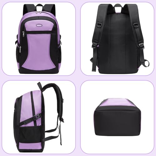Backpack for Girls Teenage Bookbag Big Kids Elementary Grade Middle High School Student Teen Book Bag Mochilas Escolares Para Niños Kawaii Purple Knapsack Full Size 18 Inch Lightweight - color: Purple