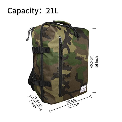 Underseat Carry-On Backpack Luggage Lightweight Casual Laptop Backpack MacBook Pro 16 Travel Gym Sport Daypack 21L, Green Camo - color: Green Camo