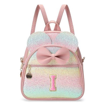 Birthday Gift for 2 3 4 5 6 7 8 9 10 Year old Girls Personalized Initial Mini Backpack Purse for Toddler Kids-Shine-I - color: Shine, style: I