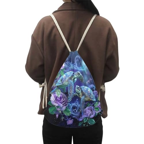 Upetstory Sea Turtle Drawstring Backpack Gym Bag Cinch Sackpack Foldable Draw String Back Bag for Women, Teen Girls, Kids Sports, Gym, Travel, Swimming, Beach - color: 1 Sea Turtle