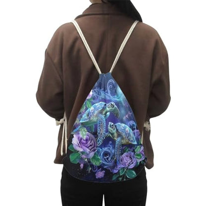 Upetstory Sea Turtle Drawstring Backpack Gym Bag Cinch Sackpack Foldable Draw String Back Bag for Women, Teen Girls, Kids Sports, Gym, Travel, Swimming, Beach - color: 1 Sea Turtle