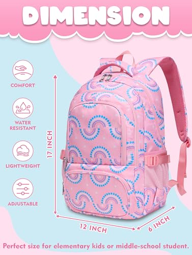 BLUEFAIRY Kids Backpacks for Boys Girls 17 Inch Elementary Primary Middle School Bookbags with Laptop Compartment Back to School Bags for Childs Age 6-8 Mochilas Escolares para Niños Niñas Peach Pink - color: Peach Pink