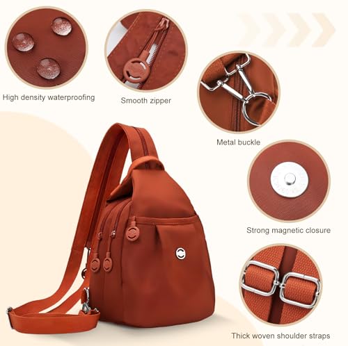 Waterproof 2-Way Mini Commuter Bag, Multi-Compartment Oxford Small Backpack, For Women, Collegeman, Commuter, Travel with Anti-Theft,Three in One Multifunctional Convertible Design (Orange) - style: Orange