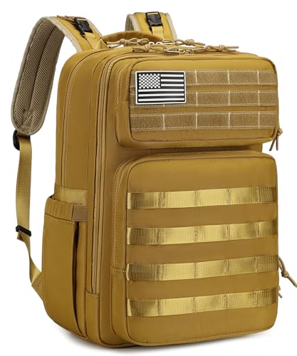 LORADI Large Dad Diaper Bag Backpack, Tactical Style, Brown | Stroller Clips, Luggage Sleeve for Travel, Insulated Pockets - color: Brown