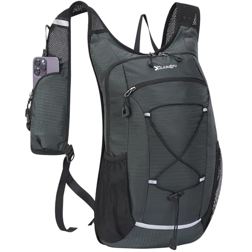15L Small Hiking Backpack Lightweight Hydration Backpack for Men Women, Warterproof Hiking Daypack for Travel Cycling - color: Grey