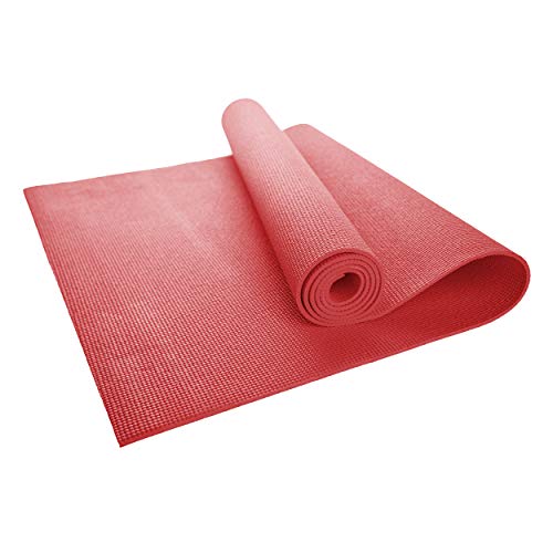 10-Pack Yoga Mat, 68" x 24" Non Slip Exercise Mat, 4mm Thick Gym Mat for Fitness and Stretching, Bulk Non Toxic Yoga Mats for Schools and Studios - color: Red