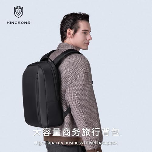 Kingsons 15.6 Inch Laptop Compartment Backpack for Men,Waterproof Slim Durable Business Backpack for Work，Travel (KS25458-Black-US-1) - color: Ks25458-black-us-1