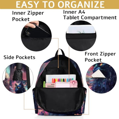 QsirBC Cat Animal Pattern Small Travel Backpack Casual Daypack Backpacks Lightweight Waterproof College Bookbags for Women Gift - color: Cat Animal Pattern