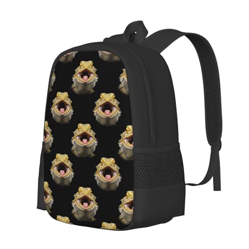 Travel Daypack Bearded Dragon Lizard, Quick-Access Pocket, Side Bottle Holder, for Active Adults - color: Design (410)