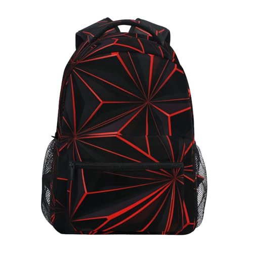 ALAZA 3D Geometric Black Polygon Red Futuristic Large Backpack Personalized Laptop iPad Tablet Travel School Bag with Multiple Pockets - color: Geomertry