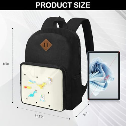 Kids Backpack for Boys Girls 3-12Years, Kid School Backpacks with Shoe Charm Slot - Book Bag for School (Cream) - color: White