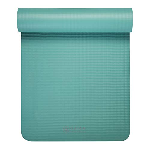 Gaiam Yoga Mat, Pilates & Exercise Mat, Thick Mat 2/5" (10mm) Workout Mat with Easy-Cinch Carrying Strap for Home & Gym Workouts - color: Teal