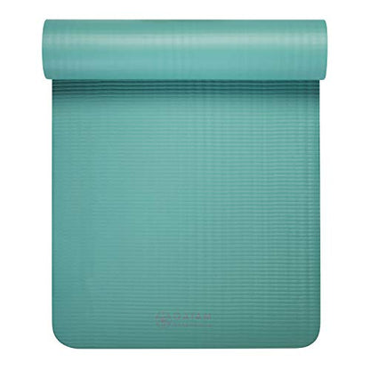 Gaiam Yoga Mat, Pilates & Exercise Mat, Thick Mat 2/5" (10mm) Workout Mat with Easy-Cinch Carrying Strap for Home & Gym Workouts - color: Teal