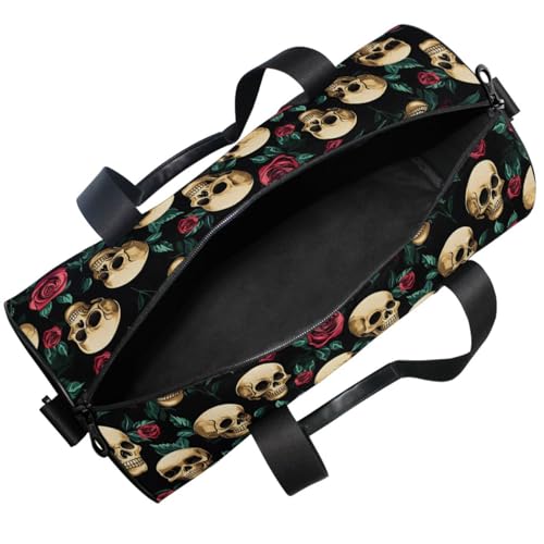 MNSRUU Duffel Bags Cute Skulls Roses Sports Gym Bag Travel Luggage Overnight Bags for Men Women Duffel Bags for Traveling - color: Goth 11