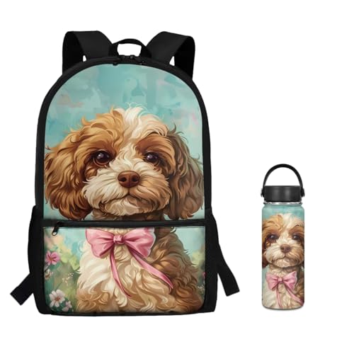 ZOUTAIRONG Bookbag for School Insulated Thermos for Hot & Cold Drinks, Cute Dog Lightweight Casual Backpack with Side Pockets for Small Water Up - color: Cute Dog