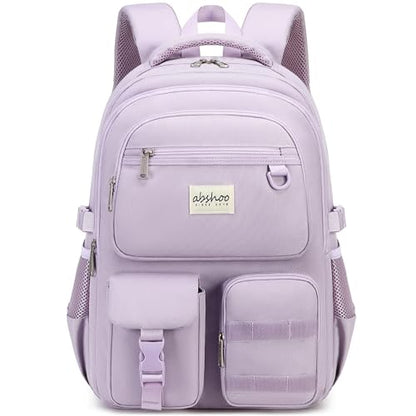 abshoo Large Heavy Duty Backpack For School College Bookbag Casual Multi Pocket Travel Backpacks - color: Light Purple