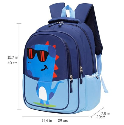 15 inch Primary School Kindergarten Schoolbag Leisure Cool Cute Cartoon Travel Backpack For Boys Girls Ages 6-10 Use - color: Dinosaur Blue, size: Large