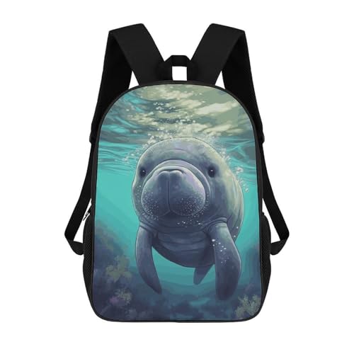 Travel Laptop Backpack Slim Durable Lightweight Back Pack Cute Cute Sea Animal Manatee Small Backpack For Women Men - color: Cute Sea Animal Manatee