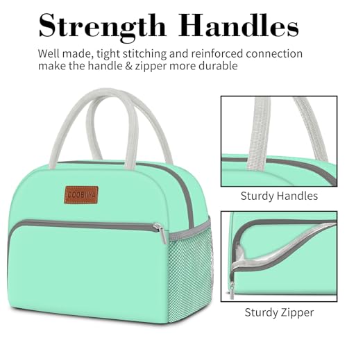 Coobiiya Lunch Bag Women, Lunch Box Bag for Women Adult Men, Small Leakproof Cute Lunch Tote Large Capacity Reusable Insulated Cooler Lunch Container for Work/Office/Picnic/Travel-Green - color: Green