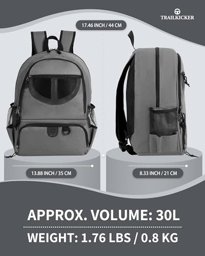 Basketball Bag Backpack for Men Women with Ball & Shoes Compartment 30L Capacity Lightweight Breathable Boys Girls Soccer Ball Bag Backpack Fit Volleyball Football Sports Travel School Gym - color: TK8Gray