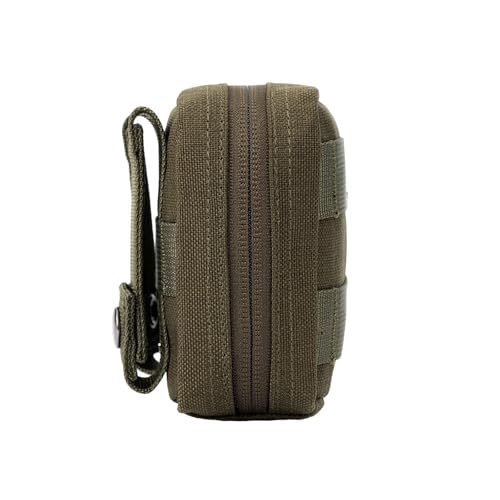 Small MED Kits Holder Duty Belt Gloves Pouch MOLLE Tactical Vest Nasal Spray Case Compact IFAK Carrier Backpack Wallet Cards Knife Gadgets Mini EDC Organizer Bag w/Removeable Clear ID Pocket - color: Ranger Green
