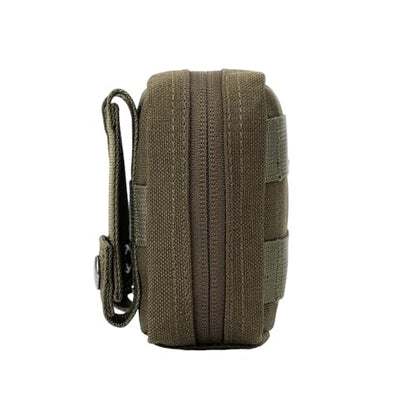 Small MED Kits Holder Duty Belt Gloves Pouch MOLLE Tactical Vest Nasal Spray Case Compact IFAK Carrier Backpack Wallet Cards Knife Gadgets Mini EDC Organizer Bag w/Removeable Clear ID Pocket - color: Ranger Green