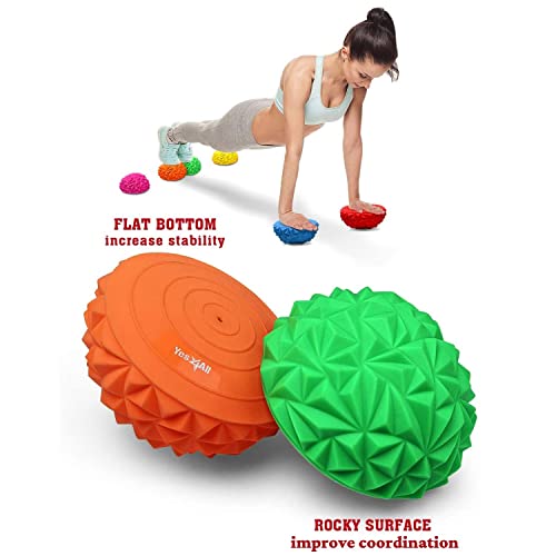 Yes4All Hedgehog Balance Pods for Exercise, Core Body Balancing, Balance Pods for Youth & Adults with Hand Pump - Set of 5 - style: D. Rocky - 9pcs