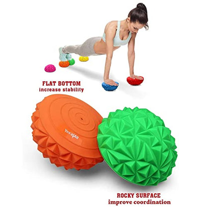 Yes4All Hedgehog Balance Pods for Exercise, Core Body Balancing, Balance Pods for Youth & Adults with Hand Pump - Set of 5 - style: D. Rocky - 9pcs