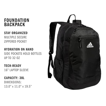 adidas Excelerator School Backpack, 33L - color: Black/White, size: OSFA