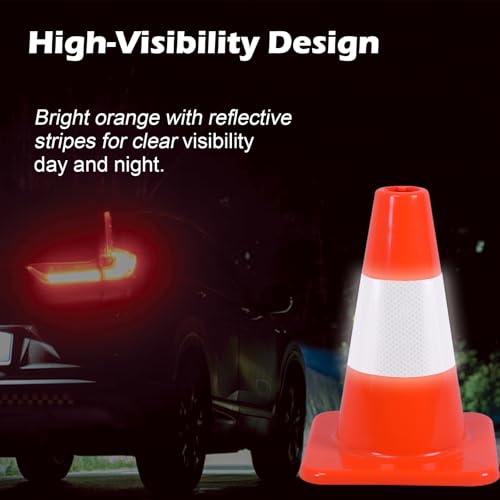 8 Pack 12" Traffic Cones with 4” Reflective Collars – Durable PVC Safety Cones for Parking, Construction, Sports & Training – High Visibility, Weather-Resistant - size: 12 inch -8Pack