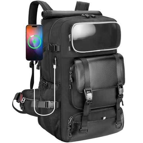 Travel Backpack for Men Women, Carry On Duffle Bag with Luggage Strap, USB Charging Port, Shoe Compartment, Dry-Wet Pocket, Clear Pocket,17 inch Laptop Heavy Duty Backpack for College Weekender Gym