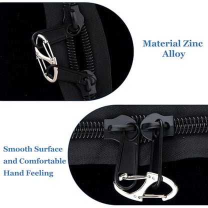 HINZIC 8Pcs Zipper Clip Anti Theft Deterrent, Dual Opening Safety Zipper Pull Replacement, S Carabiner Clips for Backpacks Traveling Camping Suitcases - color: 8pcs-Black & Silver