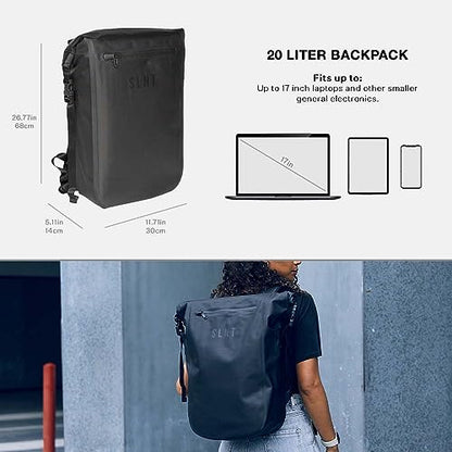 Silent Pocket SLNT Faraday Waterproof Backpack Signal Blocking Dry Bag Protects Against Identity Theft for Work, Travel, Hiking - Blocks RFID, WiFi, Bluetooth, NFC, Cellular, GPS, EMF - size: 20L