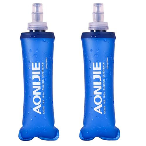TRIWONDER TPU Soft Folding Water Bottles BPA-Free Collapsible Flask for Hydration Pack - Ideal for Running Hiking Cycling Climbing (250ml/8.45oz - Pack of 2) - color: 250ml/8.45oz - Pack of 2