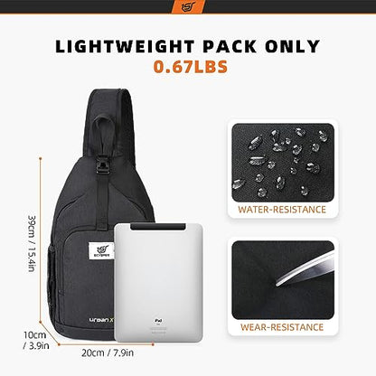 SKYSPER Sling Bag RFID Crossbody Sling Backpack Cross Body Shoulder Bag Travel Hiking Daypack for Women Men(Black) - color: Black