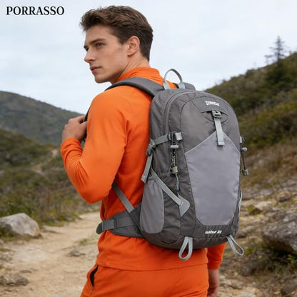 35L Hiking Backpack Waterproof Rucksack Large Lightweight Daypack with Reflective Strip Durable Nylon Backpack for Women Men Camping Climbing Travel Outdoor Sports Dark Grey - color: Dark Grey
