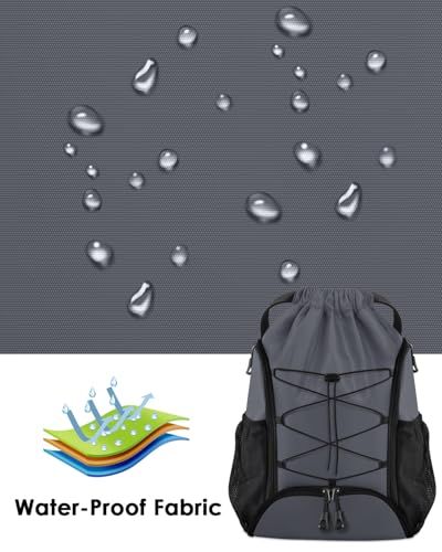 BROTOU Soccer Bags, Football Backpack, Volleyball Bag, Drawstring Soccer Backpack with Ball and Shoe Compartment - color: Dark Gray